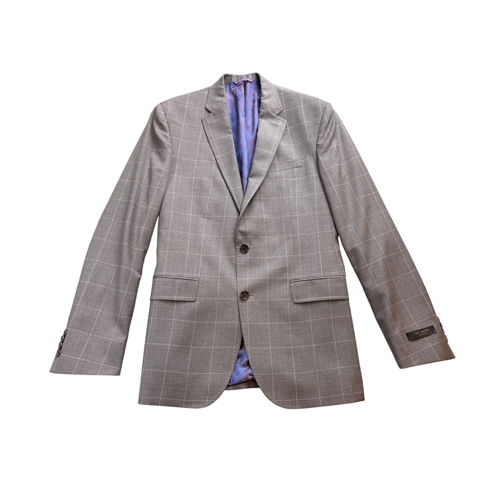 Ted Baker Endurance 40R Gray Windowpane Wool Sport Coat Blazer‎ JAYCI